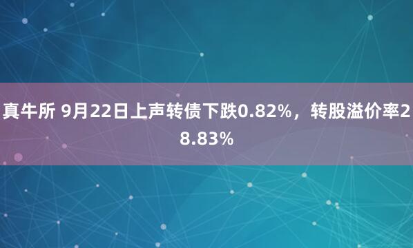 真牛所 9月22日上声转债下跌0.82%，转股溢价率28.83%